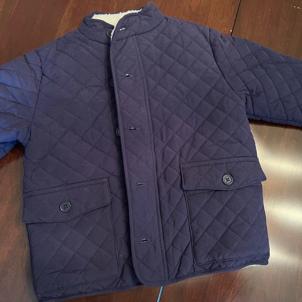 Hope & Henry Quilted Sherpa lined Navy Coat 4T